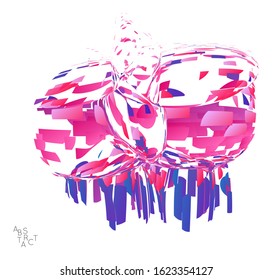 Abstract futuristic shape made of small particle explosion. Optical art geometric  background with high speed of motion. Futuristic vector illustration isolated on white