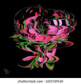 Abstract futuristic shape made of small transparent particle explosion. Optical art geometric  background with high speed of motion. Futuristic vector illustration isolated on black