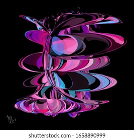 Abstract futuristic shape made of small transparent particle explosion. Optical art geometric  background with high speed of motion. Futuristic vector illustration isolated on black