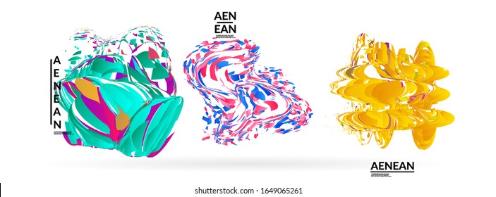 Abstrakte futuristische Formen aus kleiner Teilchenexplosion. Geometrischer Hintergrund der optischen Kunst mit hoher Bewegungsgeschwindigkeit. Futuristische Vektorillustration Illustrations-Set.
