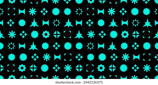 Abstract futuristic shapes seamless repetitive pattern. Vector illustration suitable for prints.