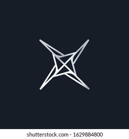 Abstract futuristic shuriken shaped X letter initial logo template vector