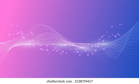 abstract futuristic smooth curve line on pink and blue gradient color background for modern creative graphic design. vector illustration