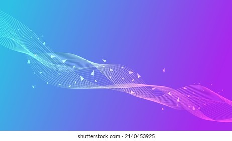 abstract futuristic smooth curve line on blue and purple gradient color background for modern creative graphic design. vector illustration