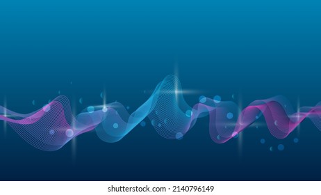abstract futuristic smooth curve line on blue gradient color background for modern creative graphic design