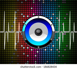 Abstract Futuristic Speaker with Glowing Lights Behind