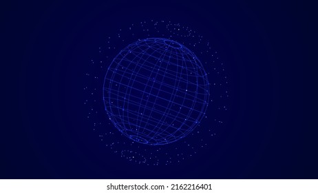 Resumen esfera futurista con puntos de conexión y líneas. Esfera compuesta de puntos y líneas. Redes vectoriales del mundo. Esfera grilla tecnológica.