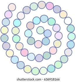 Abstract futuristic spiral maze, pattern template for children's games, white circle Blue lilac purple contour isolated on white background. Vector