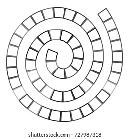 Abstract futuristic spiral maze, pattern template for children's games, white squares Black contour isolated on white background. Vector illustration