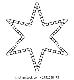 Abstract futuristic star maze, pattern template for children's games, squares template for your design. Black contour isolated on white background. Vector