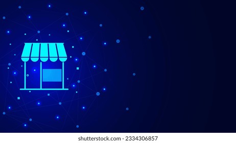 Abstract futuristic store for online business market. Digital marketing and internet connection background design concept. Vector illustration.