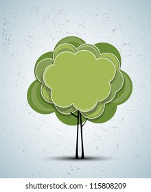 abstract futuristic stylized tree with color leafage