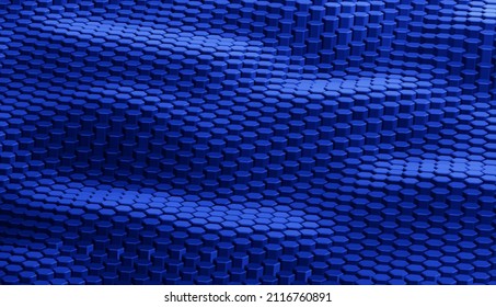 Abstract futuristic surface hexagon pattern with blue light rays