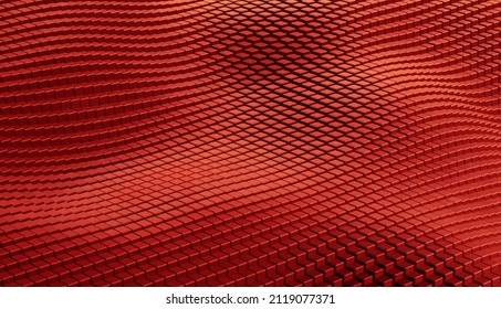 Abstract futuristic surface hexagon pattern with red light rays