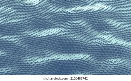 Abstract futuristic surface hexagon pattern with blue light rays