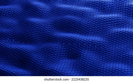 Abstract futuristic surface hexagon pattern with blue light rays