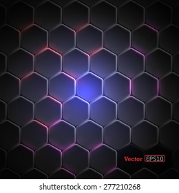 Abstract futuristic surface with hexagons. Sci-fi background.