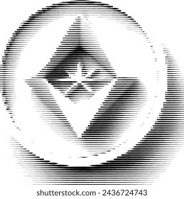 Abstract futuristic symbol in monochrome with a central emblem.