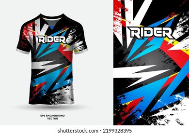 Resumen Diseño jersey de camisetas futuristas adecuado para deportes, carreras, fútbol, juegos y vectores deportivos electrónicos