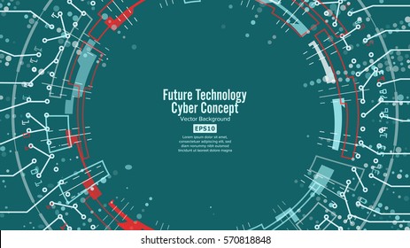 Abstract Futuristic Technological Background Vector. Security Cyberspace. Electronic Data Connect. Global System Communication