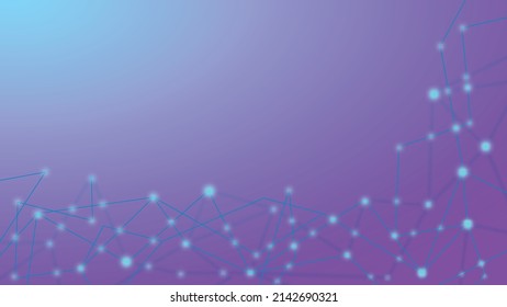 Abstract futuristic technological triangles with polygonal shapes on gradient background with lighting dots.