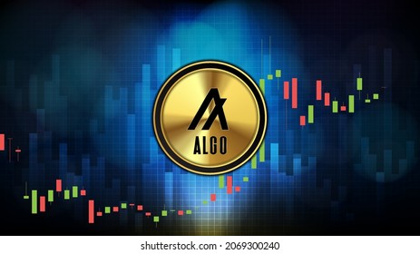 abstract futuristic technology background of Algorand (ALGO) Price graph Chart coin digital cryptocurrency