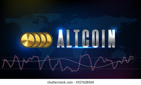 abstract futuristic technology background of altcoin digital cryptocurrency  and stochastic market graph volume indicator