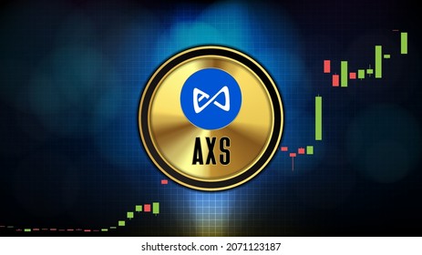 Abstract Futuristic Technology Background Of Axie Infinity (AXS) Price Graph Chart Coin Digital Cryptocurrency