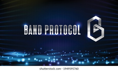 abstract futuristic technology background of band protocol digital cryptocurrency  and line connection