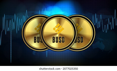 Abstract Futuristic Technology Background Of Binance USD (BUSD) Price Graph Chart Coin Digital Cryptocurrency