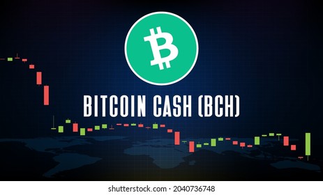 abstract futuristic technology background Bitcoin Cash (BCH) coin digital cryptocurrency and market graph volume indicator