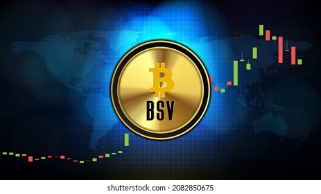 abstrakte futuristische Technologie-Hintergrund von Bitcoin SV (BSV) Preisdiagramm Münze digitale Kryptowährung