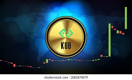 abstract futuristic technology background of Bitkub Coin (KUB) Price graph Chart coin digital cryptocurrency