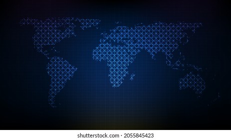 abstract futuristic technology background of blue digital world map