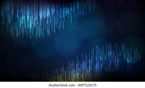 abstract futuristic technology background of blue random bar city block data