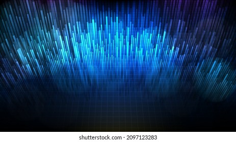 abstract futuristic technology background of blue random bar city block data