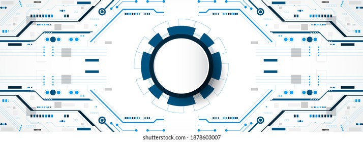Resumen de fondo de tecnología futurista con patrón de circuito, elemento geométrico. Ilustración vectorial de fondo de estilo de alta tecnología.