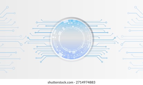 Abstractas fondo de tecnología futurista con una interfaz digital circular y líneas circulares fluidas, que simbolizan el procesamiento de datos, la innovación, la conectividad y los sistemas modernos de alta tecnología.