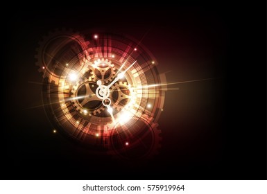Abstract Futuristic Technology Background with Clock concept and Time Machine, vector