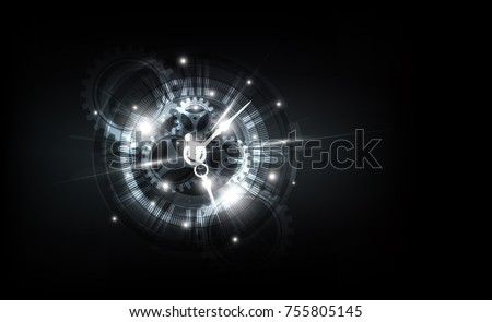 Abstract Futuristic Technology Background with Clock concept and Time Machine, vector