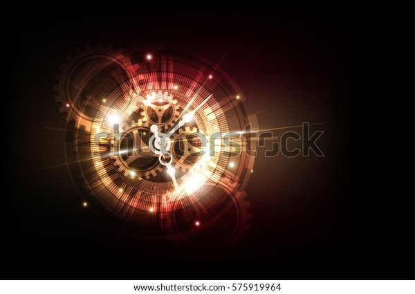 Abstract Futuristic Technology Background\
with Clock concept and Time Machine,\
vector