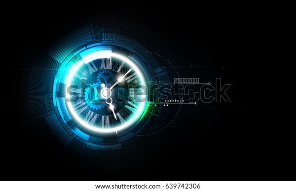 Abstract Futuristic\
Technology Background with Clock concept and Time Machine, vector\
transparent