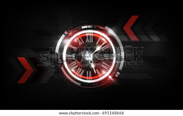 Abstract Futuristic Technology Background Clock Concept Stock Vector ...