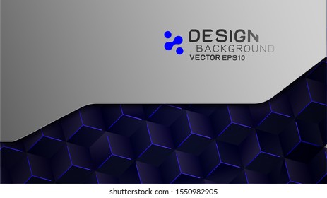 Abstract futuristic and technology background concept. Frame with blue hexagon shape on dark and copy space on background, Vector illustration