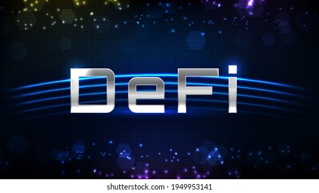 abstrakte futuristische Technologie-Hintergrund von DeFi - Dezentralisierte Finanzierungen und Leitungsverbindung