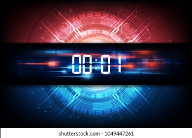 Abstrakter futuristischer Technologie-Hintergrund mit dem Konzept und Countdown für digitale ZahlTimer, Vektorillustration transparent