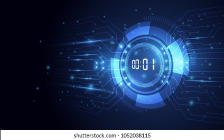 Abstract Futuristic Technology Background With Digital Number Timer Concept And Countdown, Vector Transparent