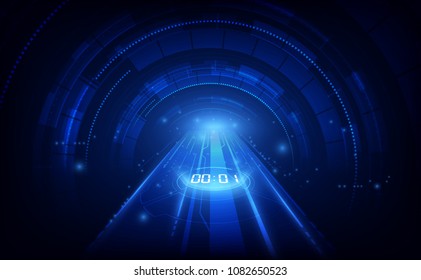 Abstract Futuristic Technology Background with Digital number timer concept and countdown, vector transparent