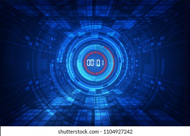 Abstract Futuristic Technology Background with Digital number timer concept and countdown, vector transparent