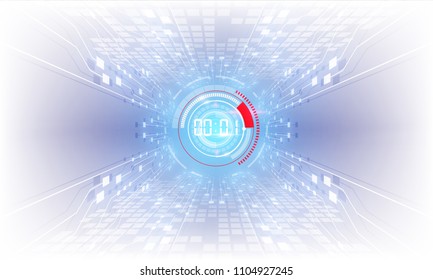 Abstract Futuristic Technology Background with Digital number timer concept and countdown, vector transparent